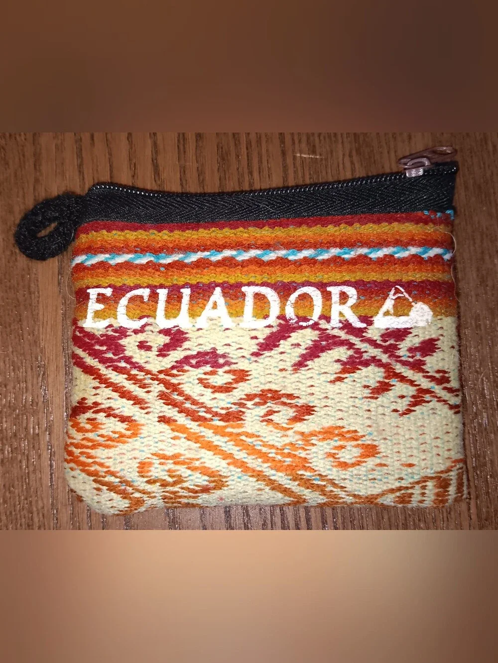 Ecuador Woven Coin Purse in Orange and Red - Ethnic Pattern